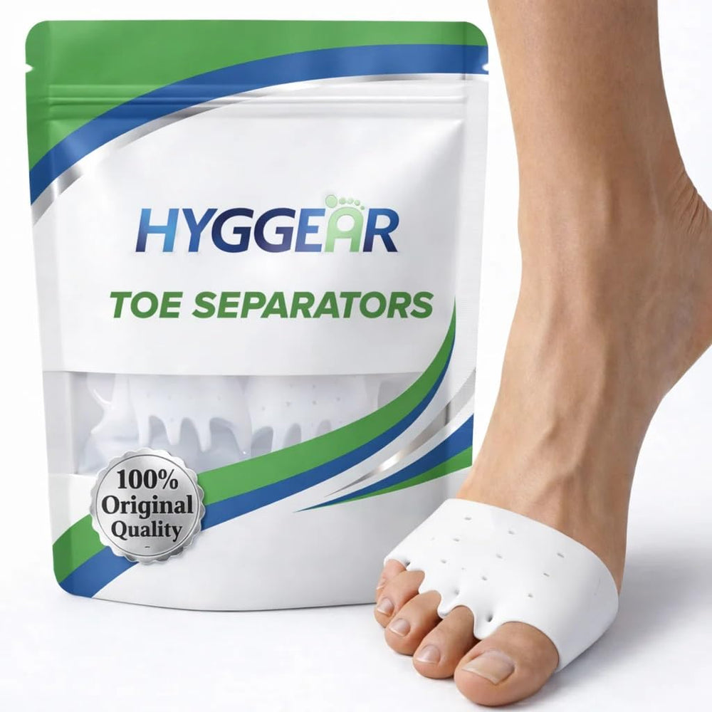 Hyggear empaque frontal mostrando par y beneficios para comodidad