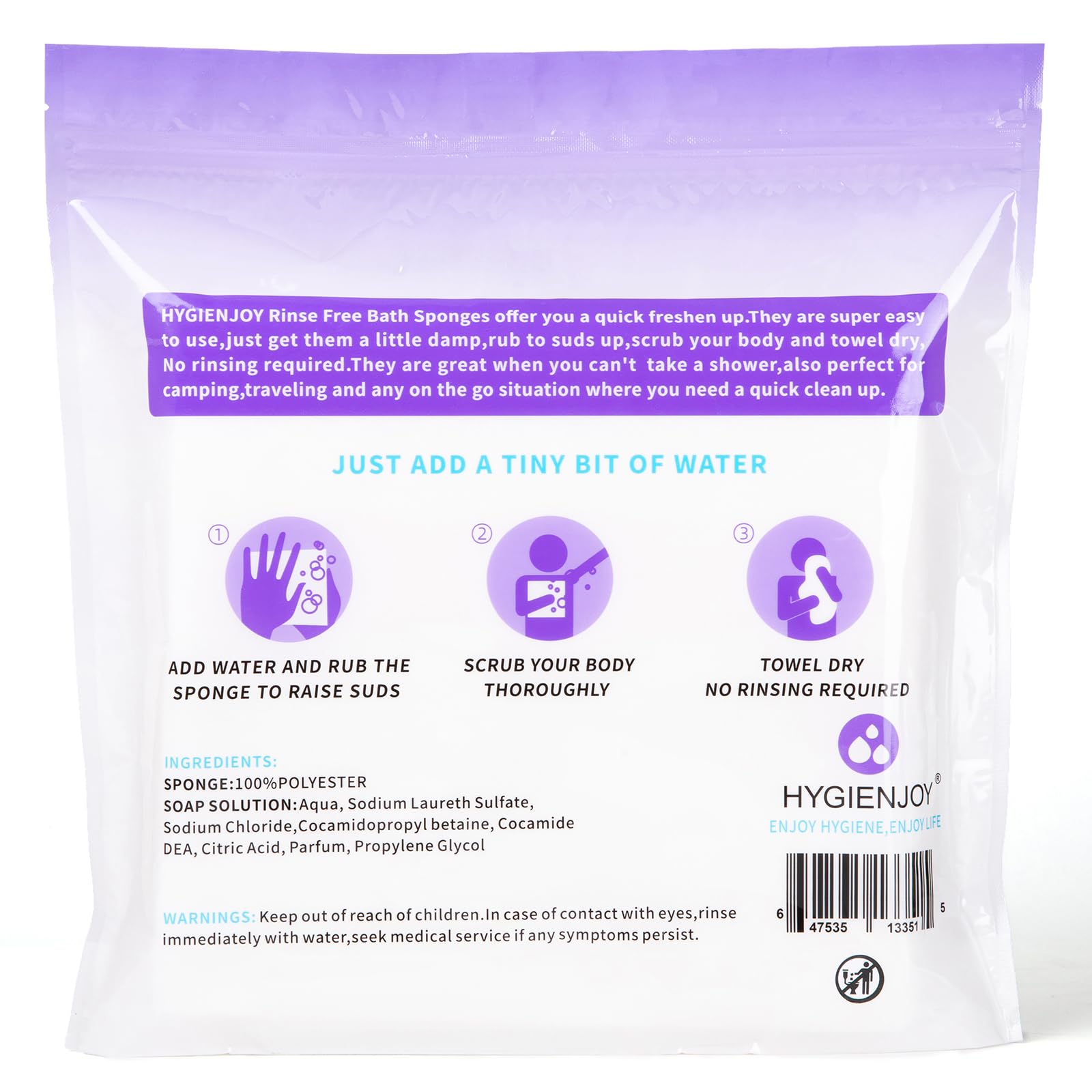 HYGIENJOY esponja en entorno de camping, higiene sin agua y ahorro práctico