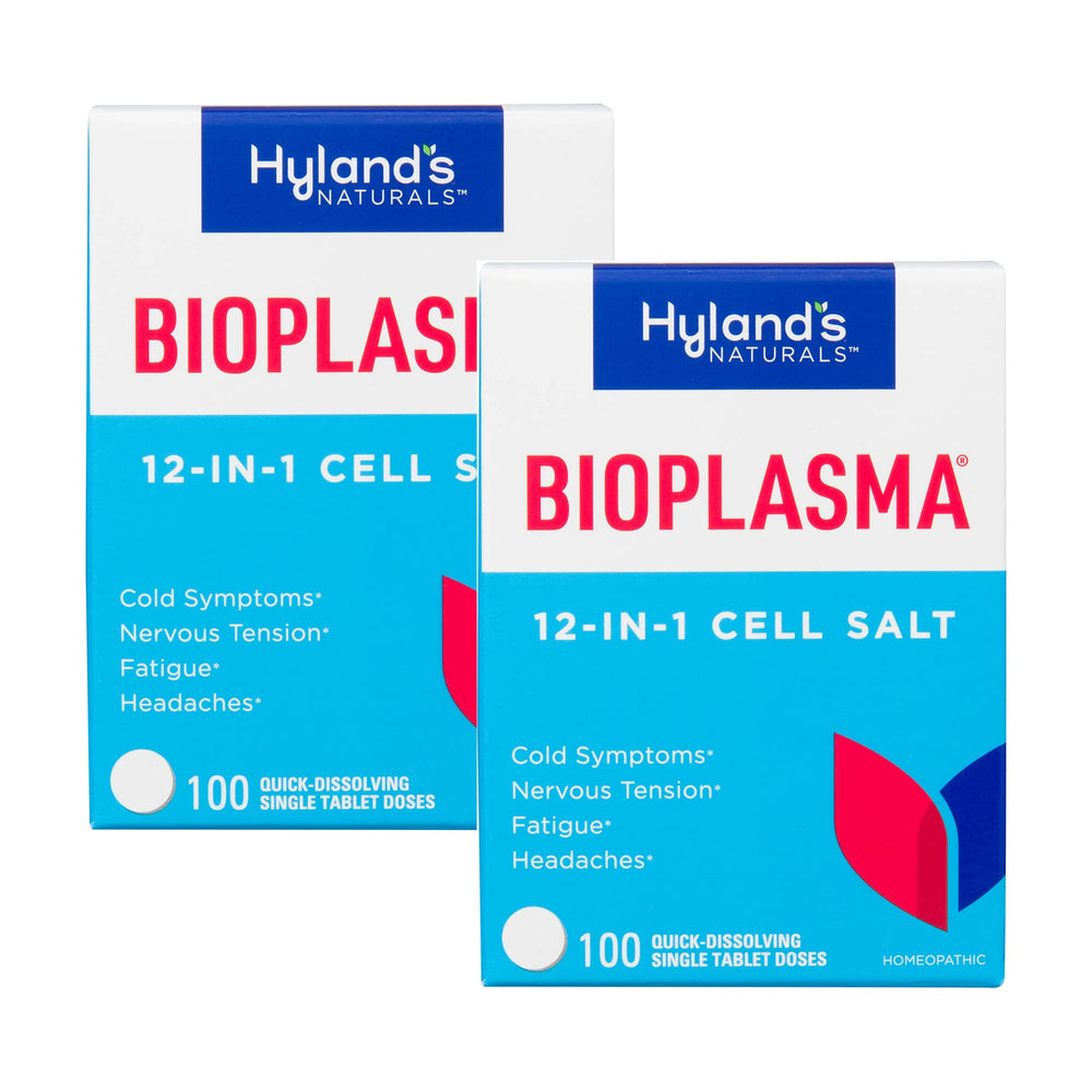 Hyland's frasco frontal mostrando el empaquetado y beneficios de conveniencia