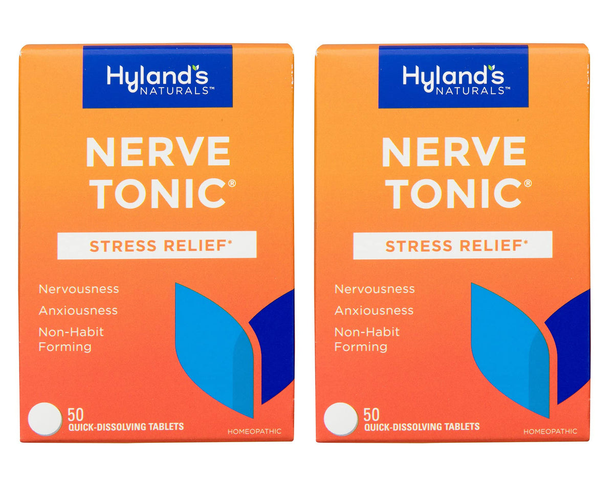 Hyland's frasco frontal con etiqueta clara y beneficios visibles