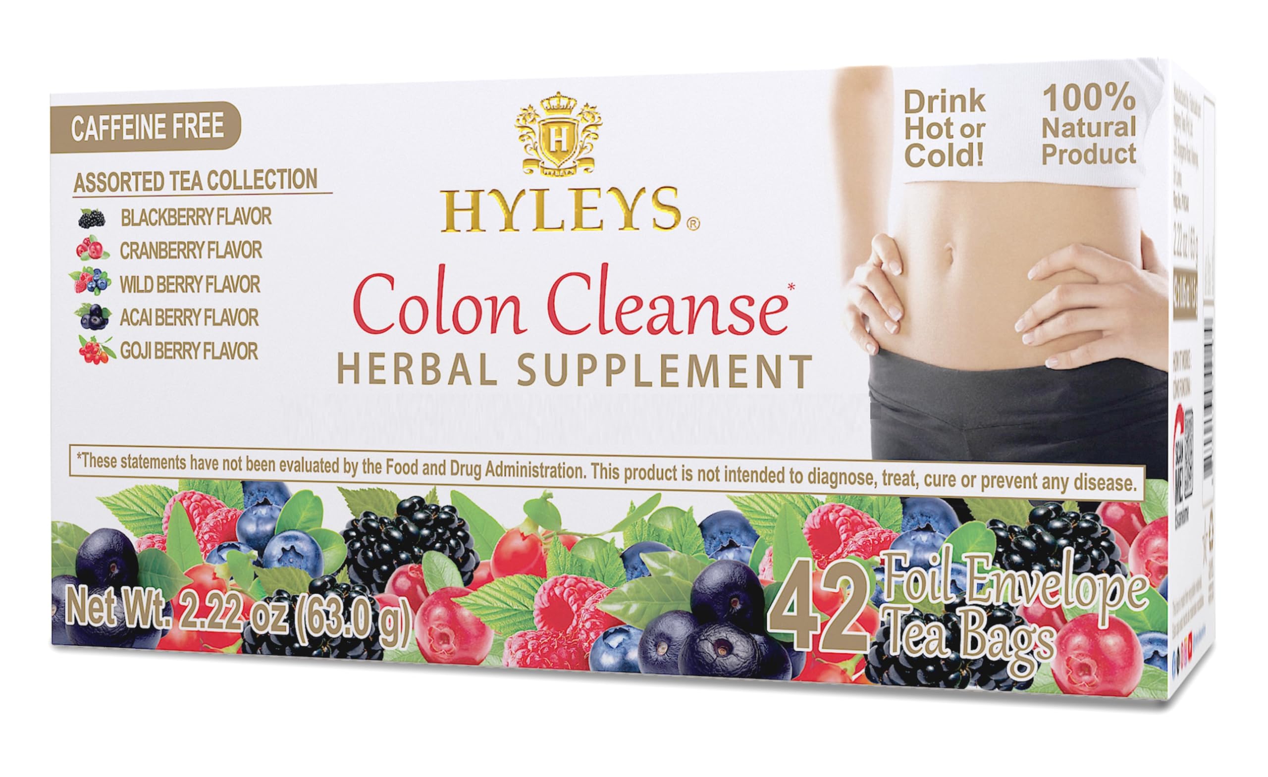 HYLEYS embalaje frontal mostrando 42 bolsitas, claridad sobre dosis y conveniencia