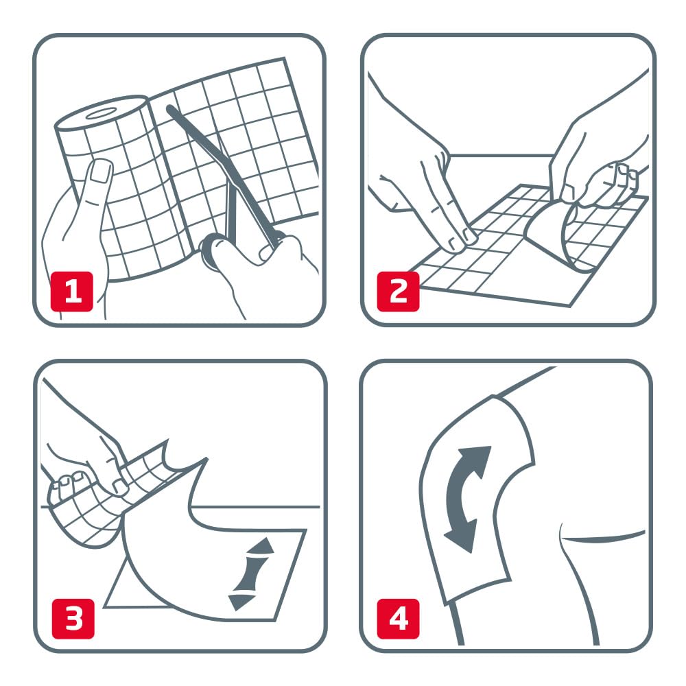 Etiqueta Hypafix visible en el rollo que indica instrucciones y beneficios