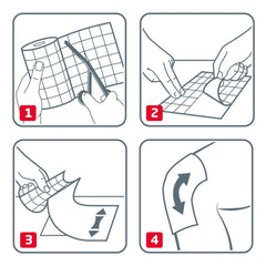 Etiqueta Hypafix visible en el rollo que indica instrucciones y beneficios