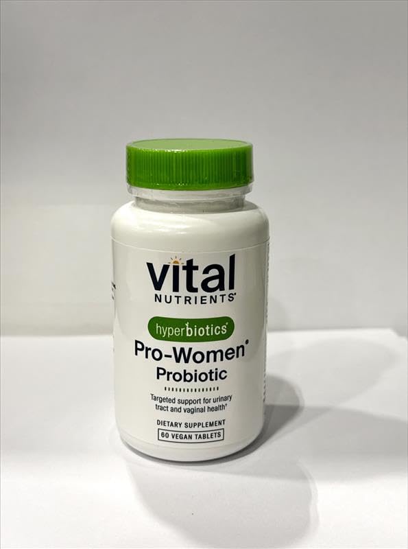 Hyperbiotics caja abierta con 60 tabletas mostrando cantidad y presentación