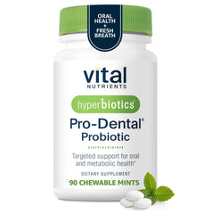 Hyperbiotics envase frontal mostrando diseño y menta para identificación rápida