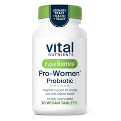 Hyperbiotics botella frontal mostrando diseño y beneficio probiótico diario