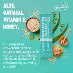 HyperGo etiqueta de ingredientes destacando aloe y vitamina E hidratantes