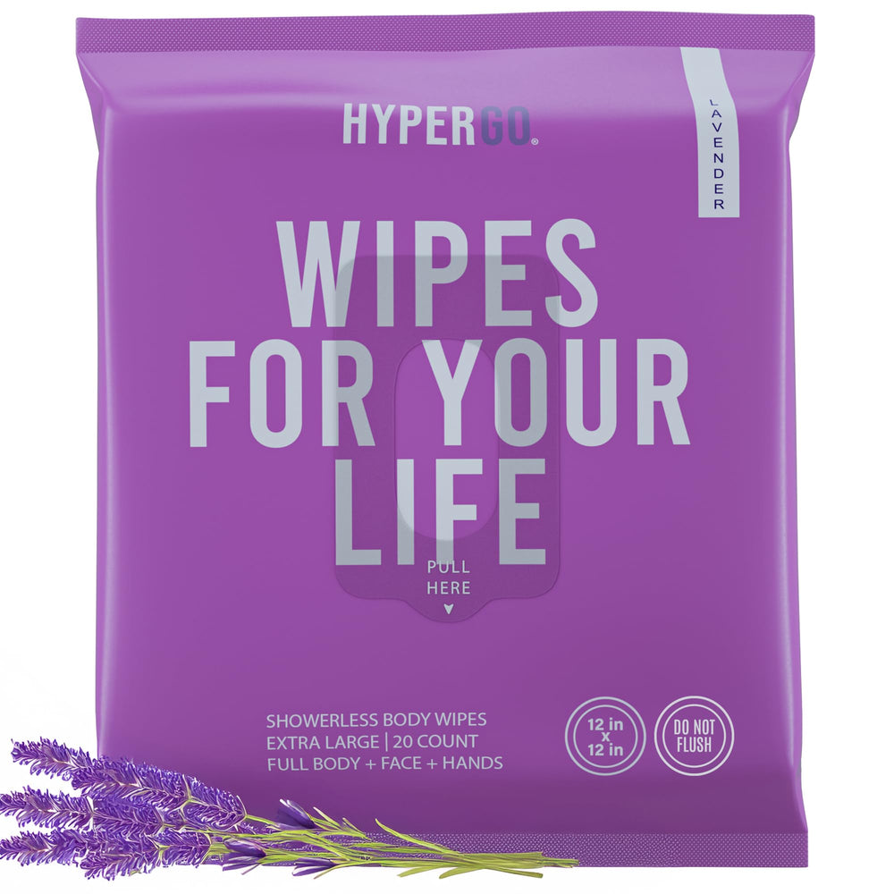 HyperGo vista frontal del paquete que destaca tamaño y fragancia lavanda