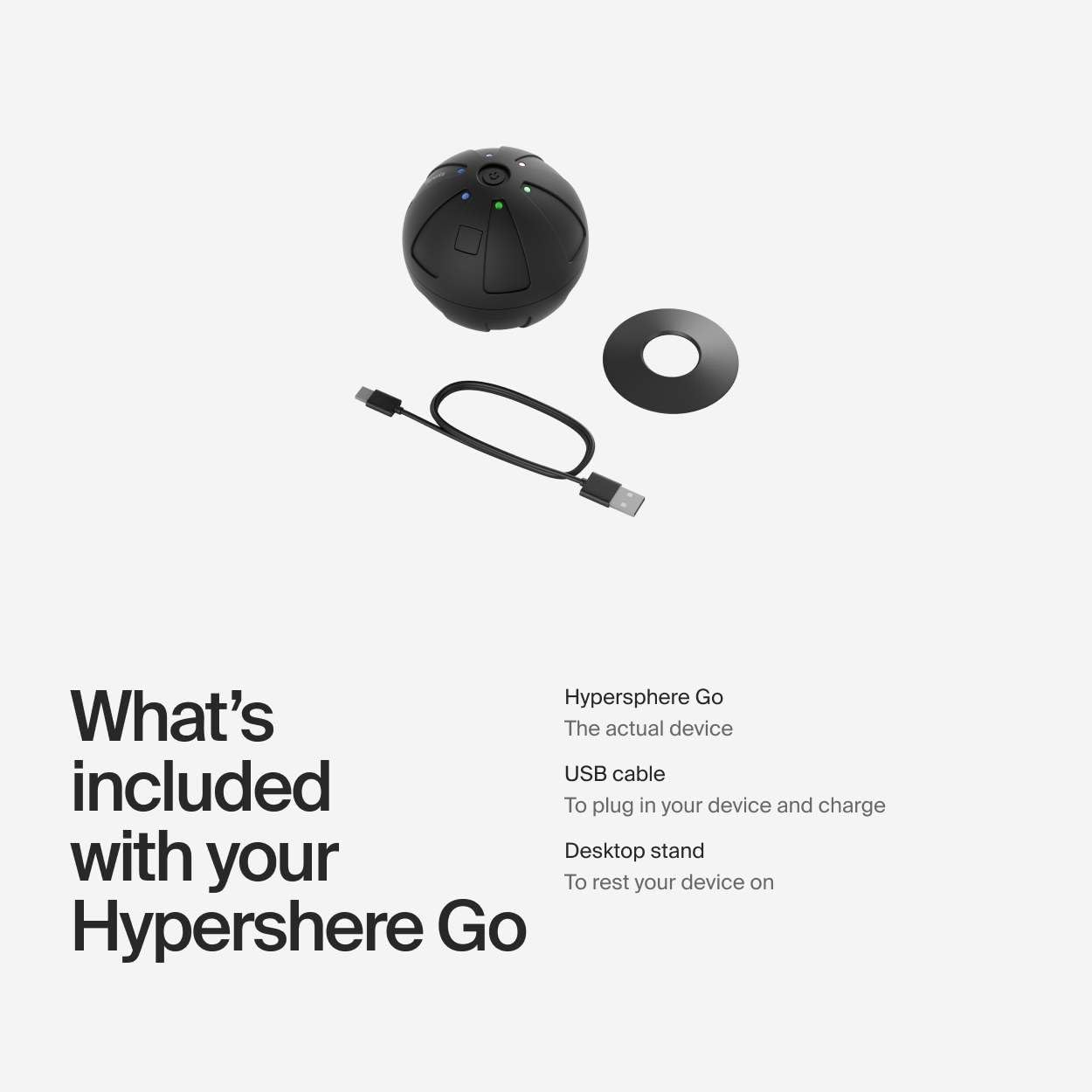 Hyperice Hypersphere Go LED de carga mostrando estado de batería y seguridad