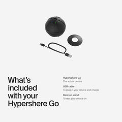Hyperice Hypersphere Go LED de carga mostrando estado de batería y seguridad