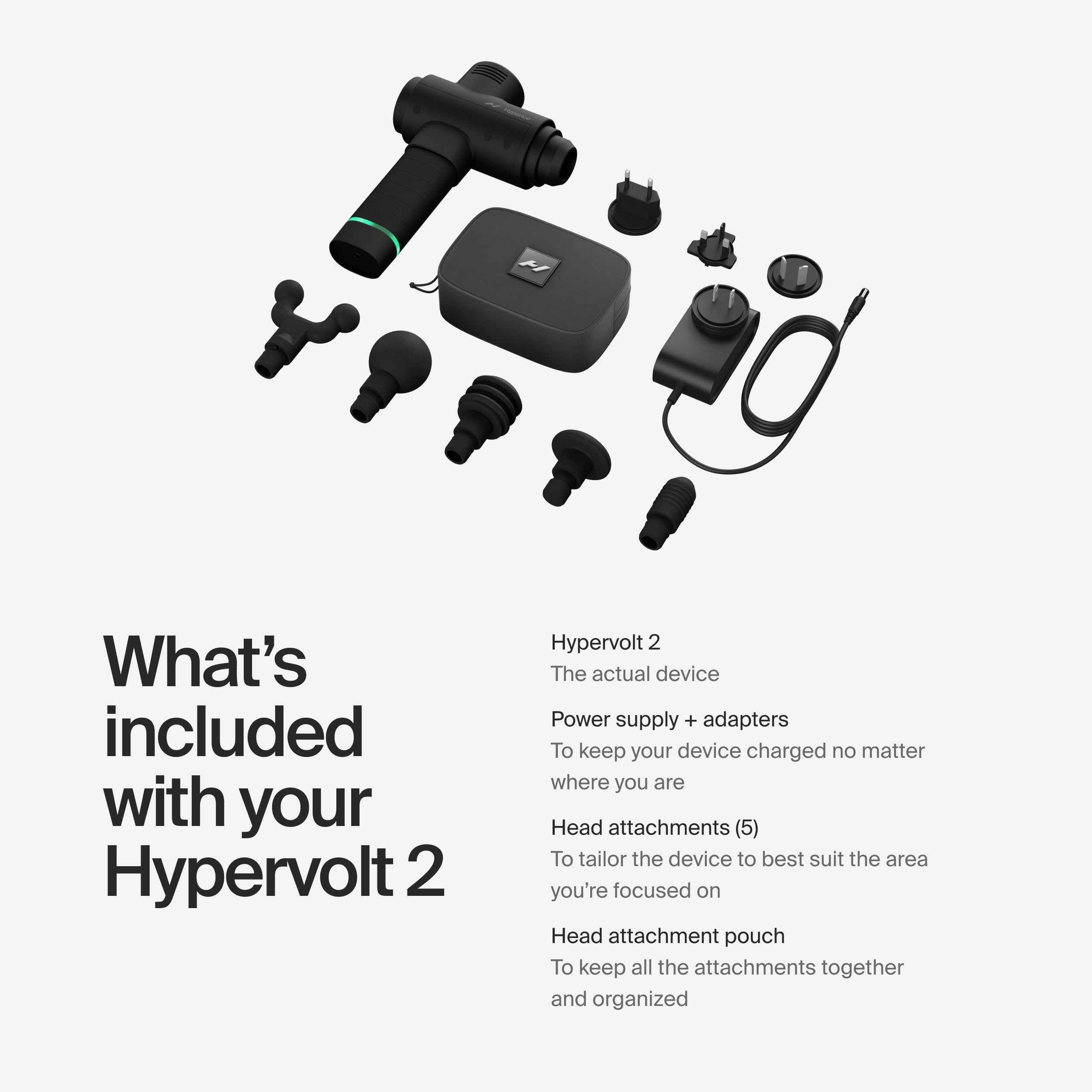 Hyperice Hypervolt 2 dentro de estuche de viaje para transporte seguro