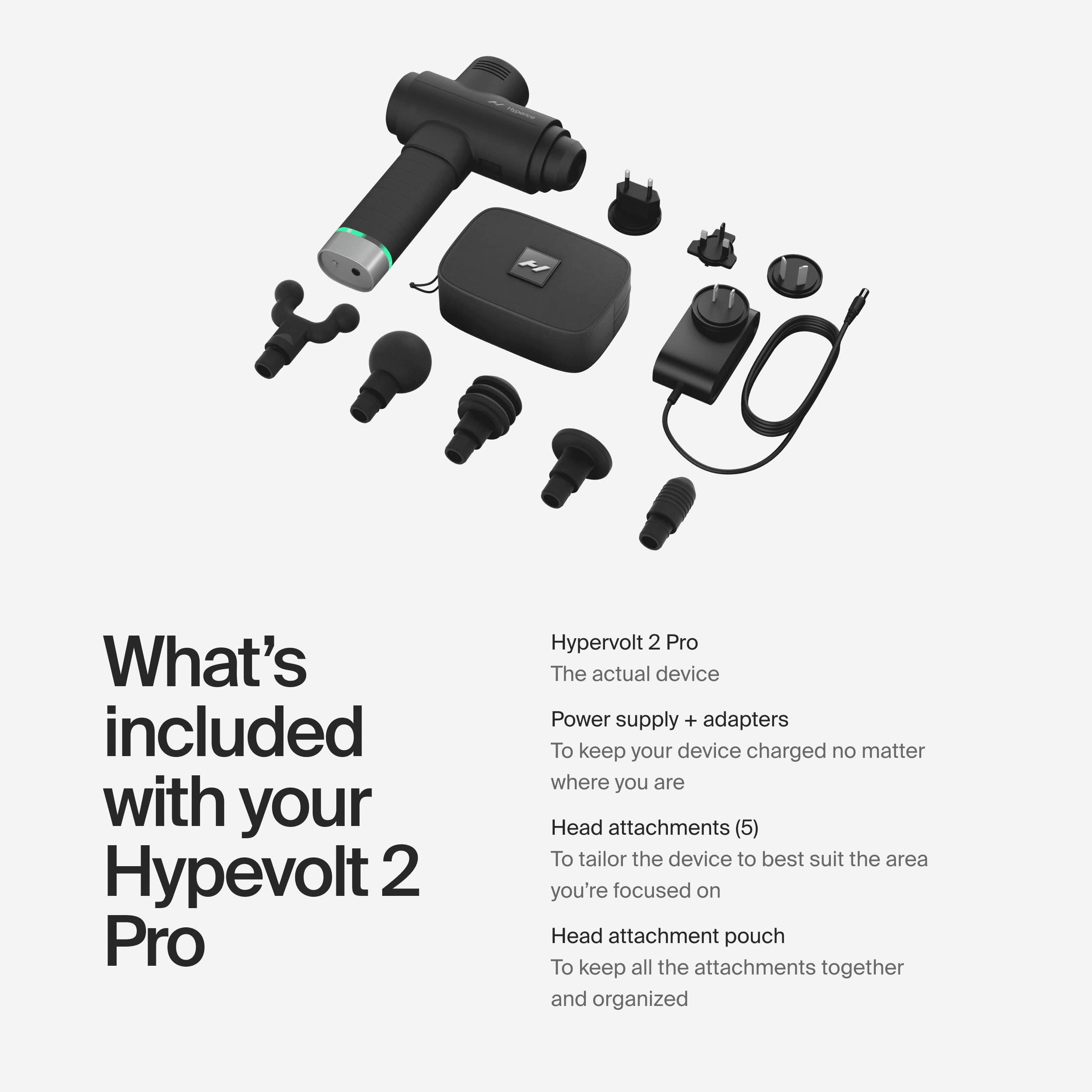 Hyperice Hypervolt 2 Pro junto a mano para comparar tamaño y portabilidad
