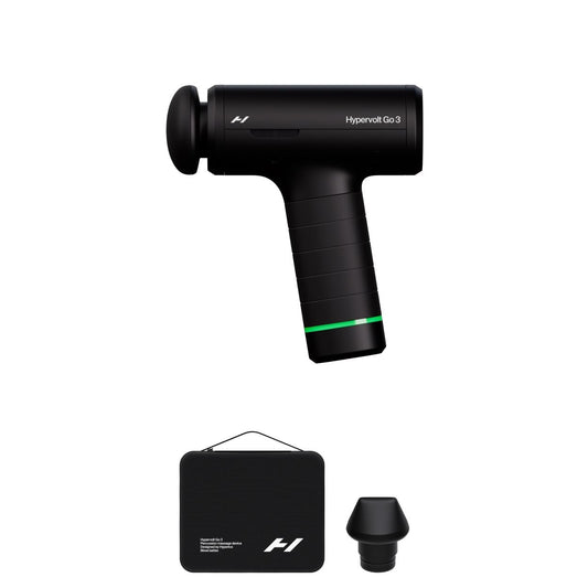 Hyperice Hypervolt Go 3 frontal mostrando diseño compacto y portabilidad