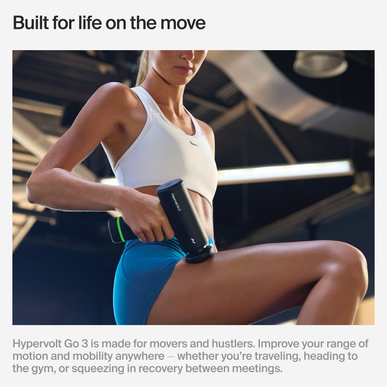 Hyperice Hypervolt Go 3 detalle del mango ergonómico para control cómodo
