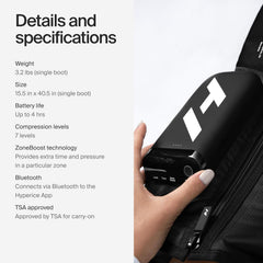 Hyperice Normatec Elite guardada en bolso de deporte, fácil transporte
