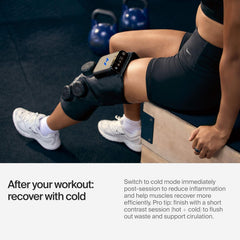 Hyperice X2 Knee demostración de compresión aplicada, mejor penetración térmica