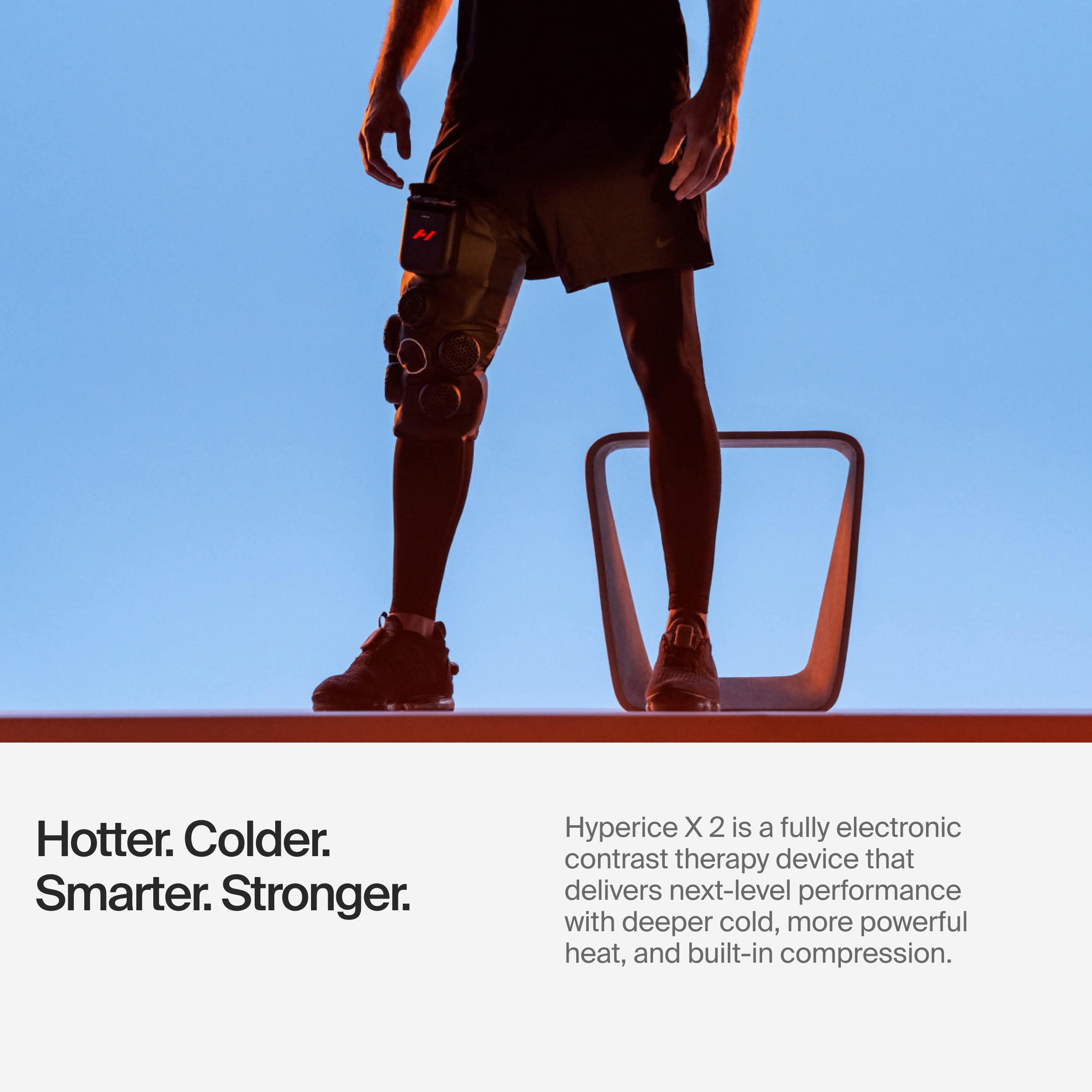 Hyperice X2 Knee detalle de los materiales premium, mayor confort y durabilidad