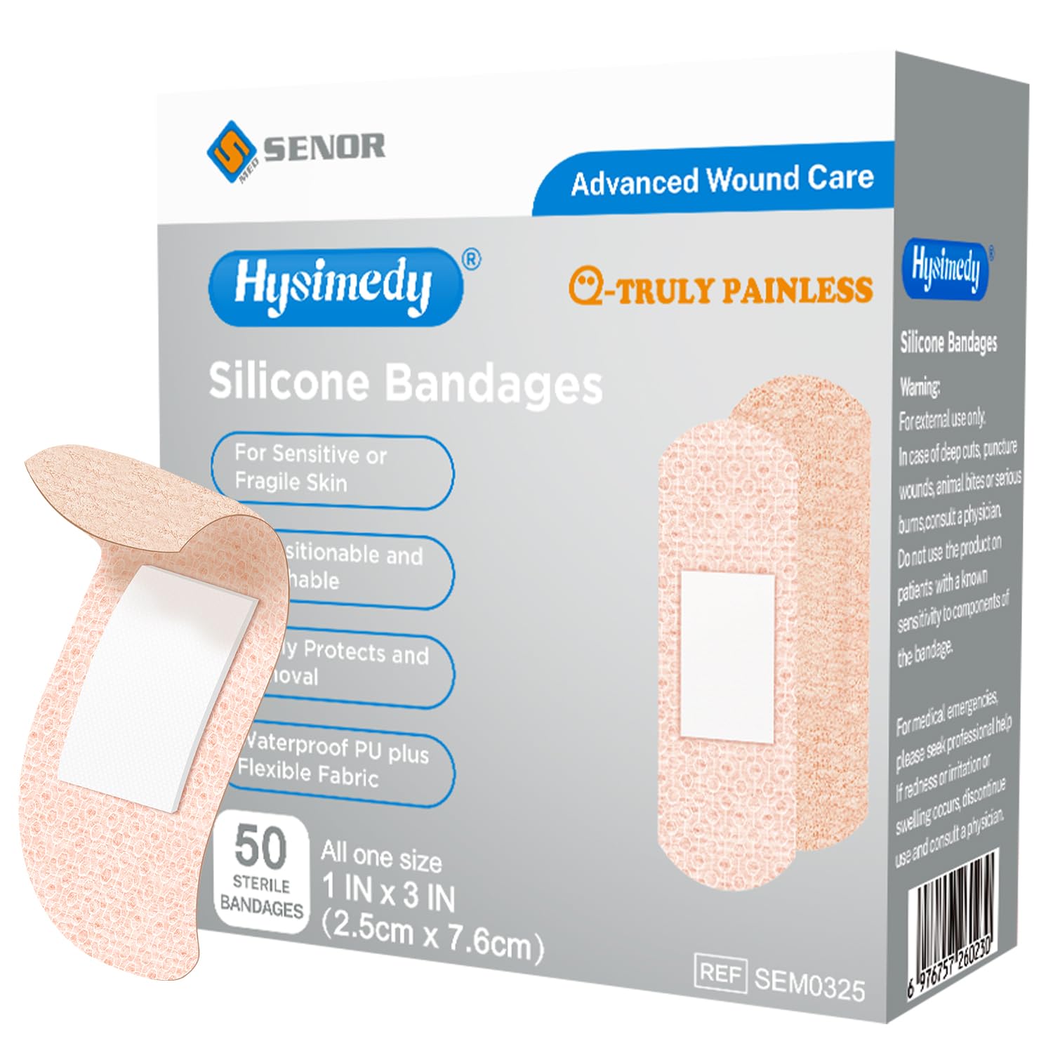 Hysimedy empaque frontal mostrando 50 apósitos y beneficio de disponibilidad inmediata
