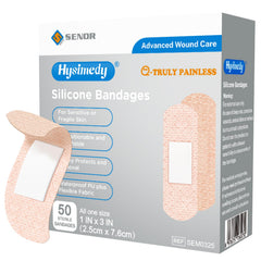 Hysimedy empaque frontal mostrando 50 apósitos y beneficio de disponibilidad inmediata