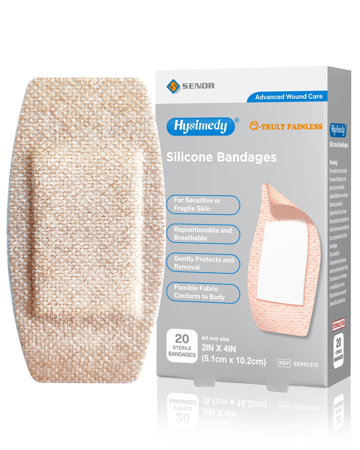 Hysimedy frente del paquete mostrando 20 apósitos, ideal para hogar