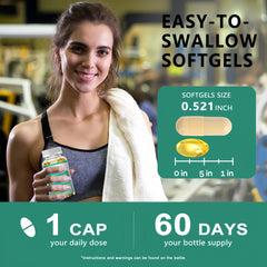 HZZYPLANT softgels junto a un vaso de agua para toma inmediata