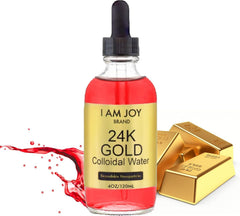 I Am Joy co. botella frontal de 4 oz mostrando oro coloidal y presentación premium