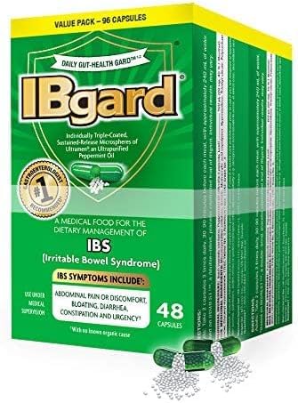 IBgard frente del envase mostrando cápsulas y beneficio para confort digestivo