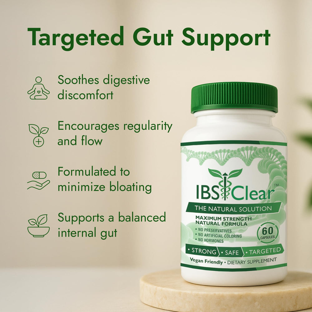 IBS Clear caja abierta con cápsulas listas para uso, conveniencia mensual