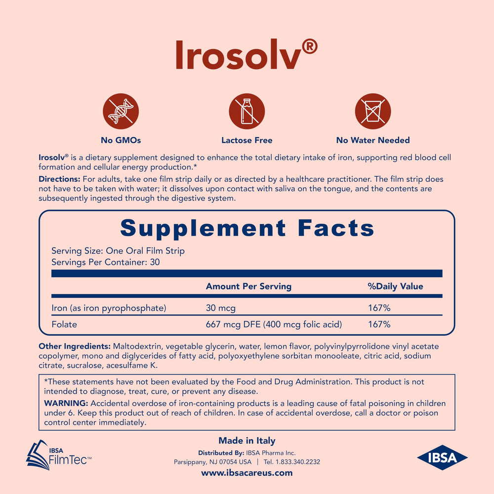 Ibsa Irosolv etiqueta con información nutricional clara y transparente