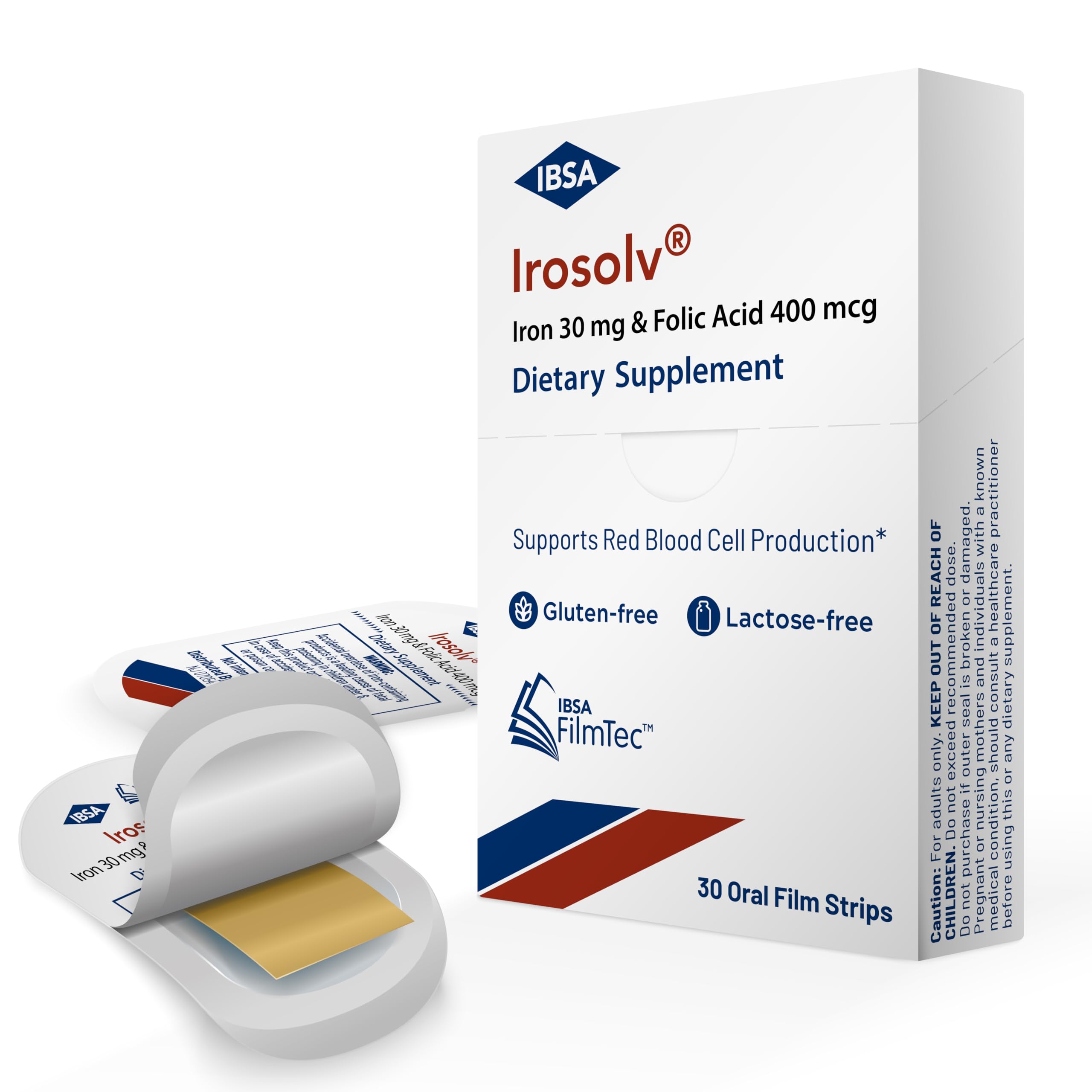 Ibsa Irosolv frontal del envase mostrando tiras y beneficio de conveniencia