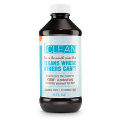 iCLEAN frasco frontal mostrando etiqueta clara y beneficio de frescura
