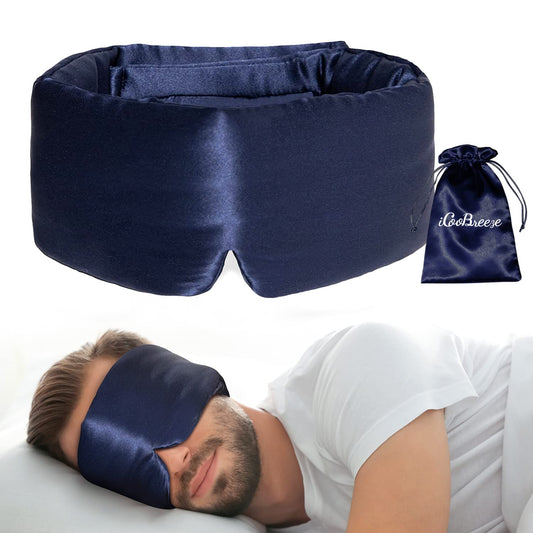 iCooBreeze antifaz frontal mostrando bloqueo de luz y confort
