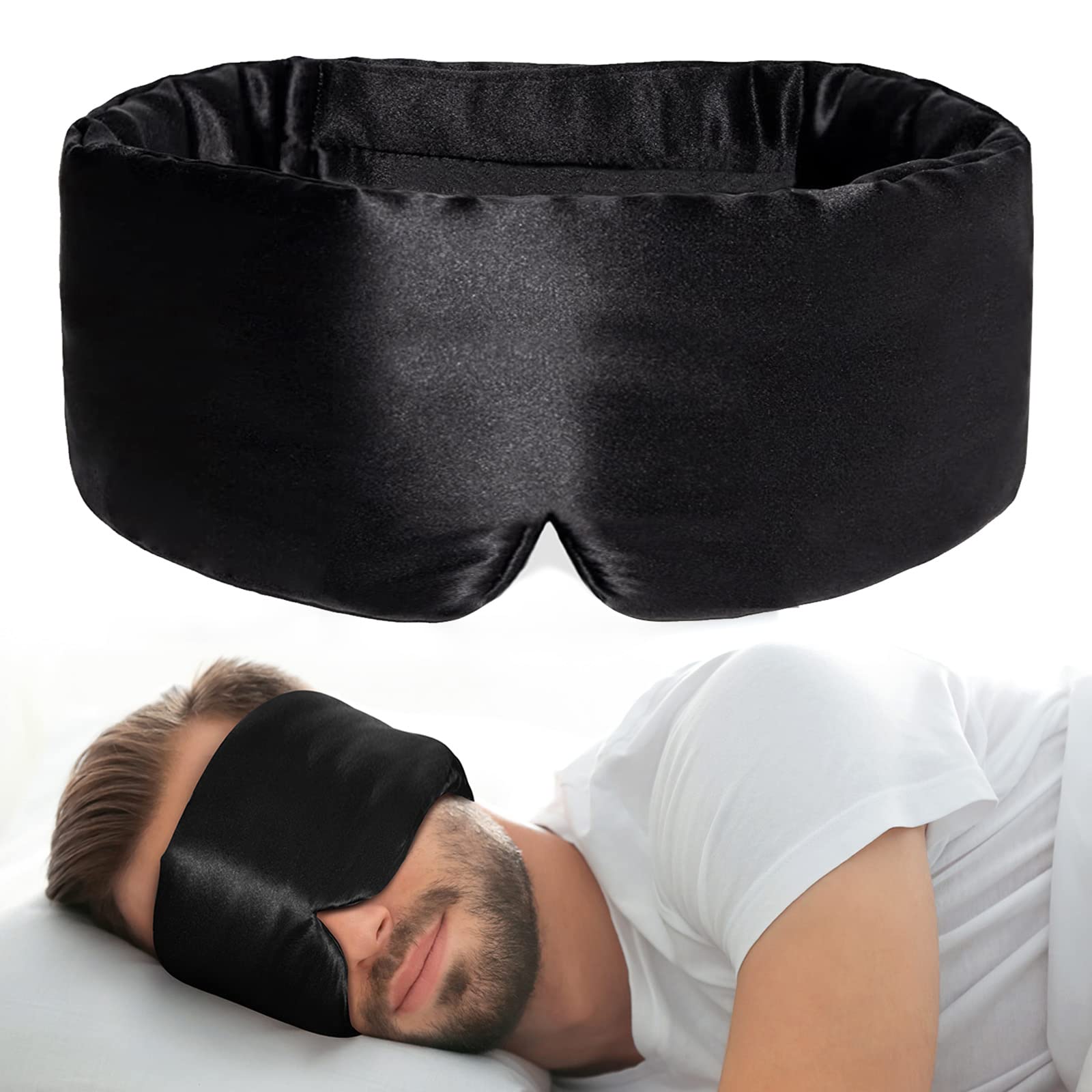 iCooBreeze antifaz en cama durante relajación para sueño profundo