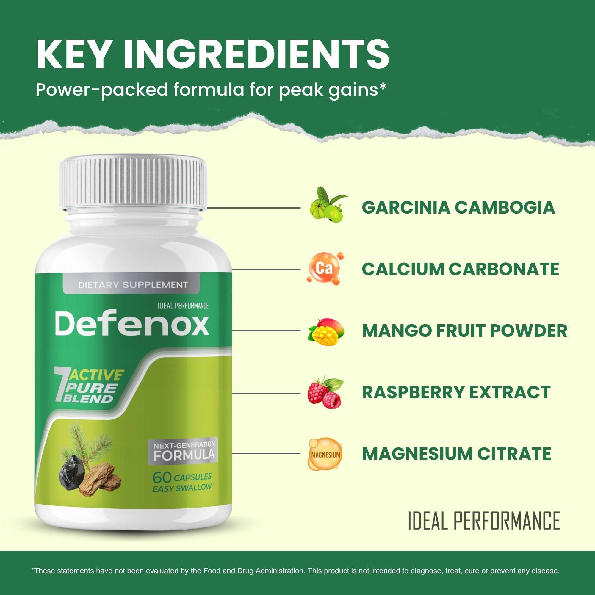 IDEAL PERFORMANCE una mano sosteniendo cápsula Defenox demostrando conveniencia