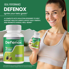 IDEAL PERFORMANCE Defenox junto a regla para comparar tamaño y dosificación práctica