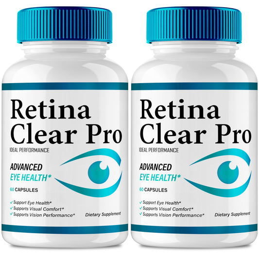 IDEAL PERFORMANCE frasco frontal del suplemento Retina Clear mostrando etiqueta y marca