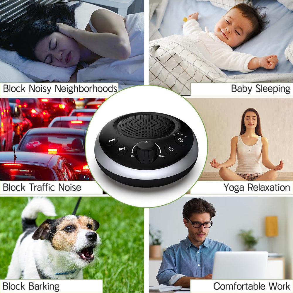 iDealSleep etiqueta con iconos de 30 sonidos y temporizador que informa funcionalidades
