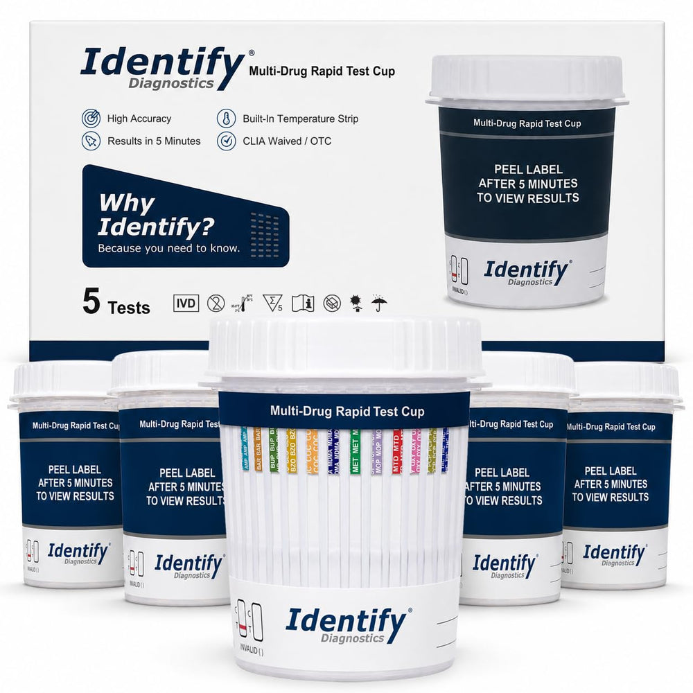 Identify Diagnostics vista frontal de la copa, diseño todo en uno y lectura rápida