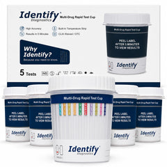 Identify Diagnostics vista frontal de la taza, presentación clara y práctica