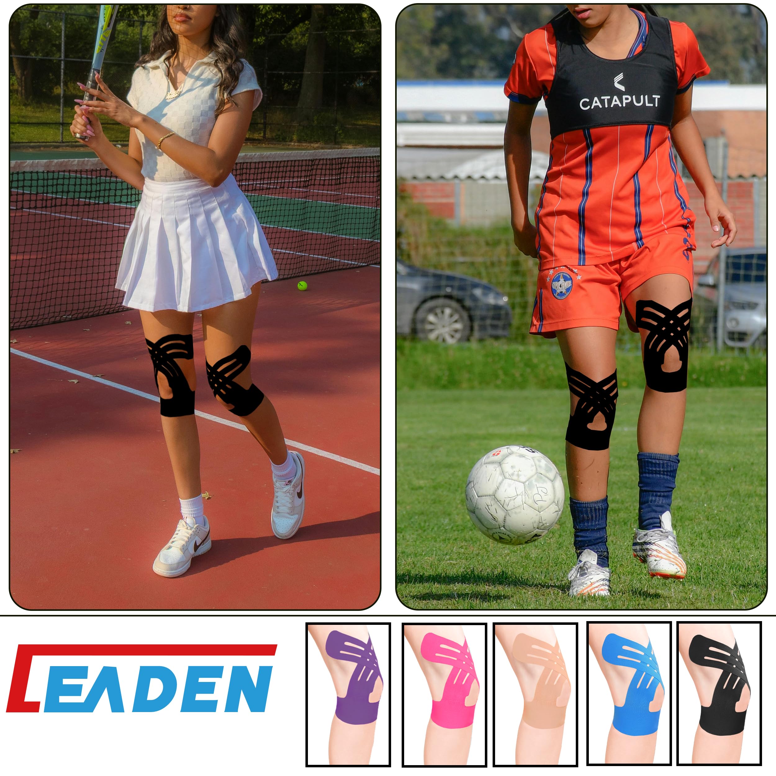 Escena estilo vida en gimnasio usando IEADEN en la rodilla para soporte durante entrenamiento