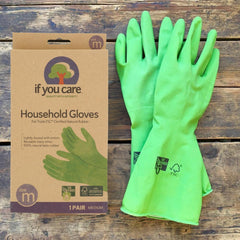 If You Care guantes sobre encimera en cocina eco resaltando sostenibilidad