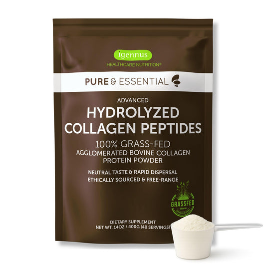 Igennus envase frontal del producto colágeno grass fed beneficios de calidad