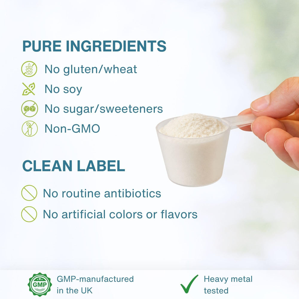 Igennus etiqueta con ingredientes y pruebas de metales pesados garantizando pureza