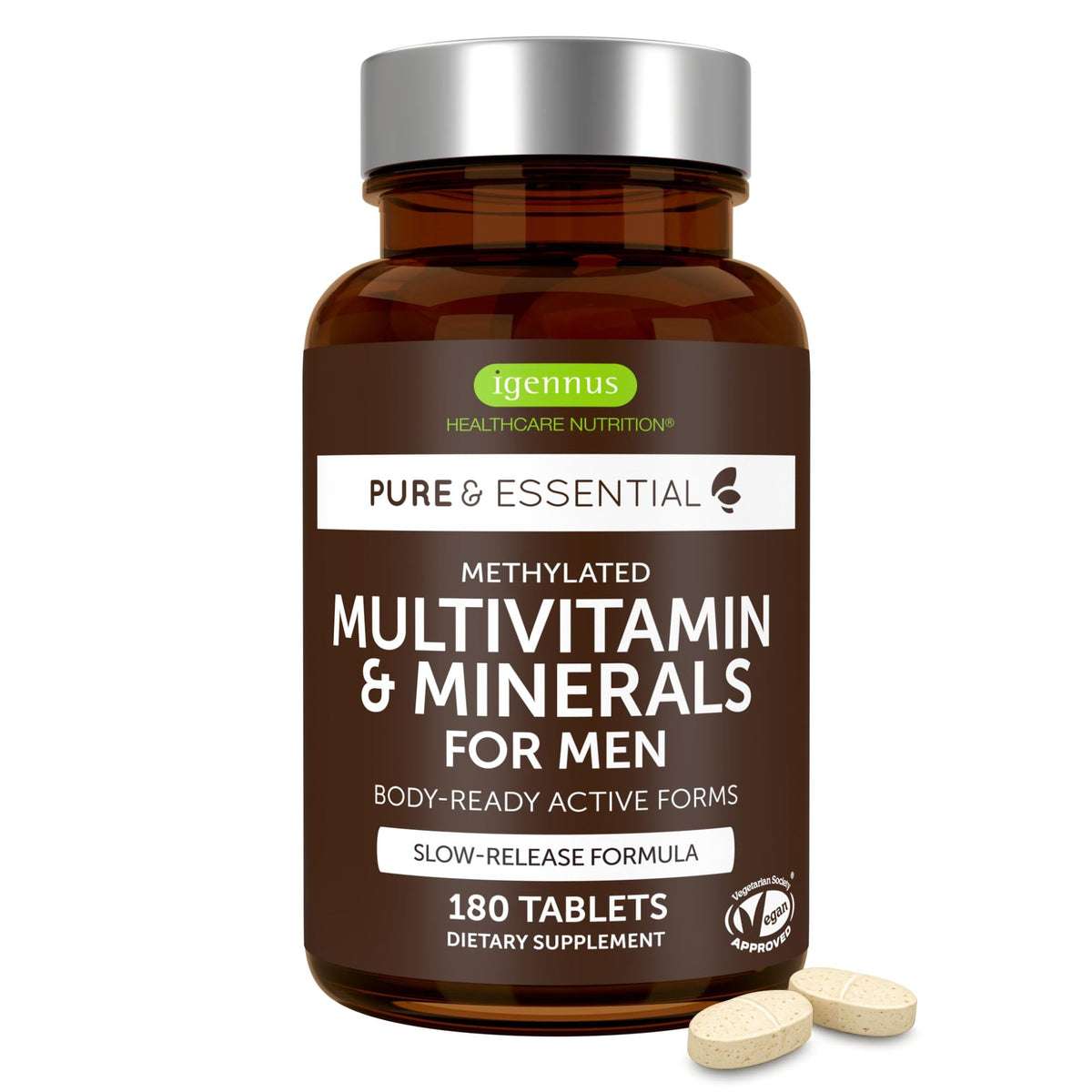Igennus multivitaminas hombres frontal mostrando el envase y beneficios