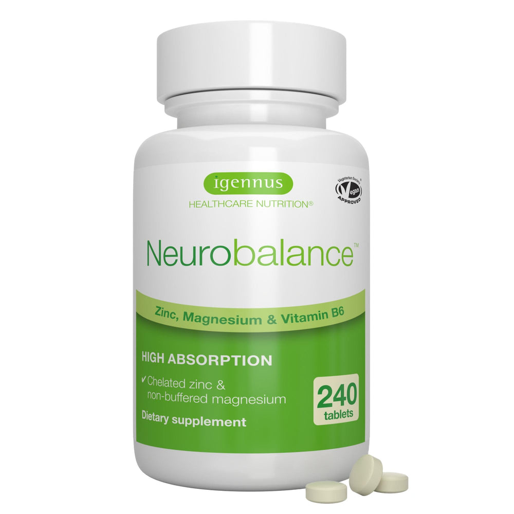 Envase frontal de Igennus Neurobalance mostrando dosificación clara y beneficios