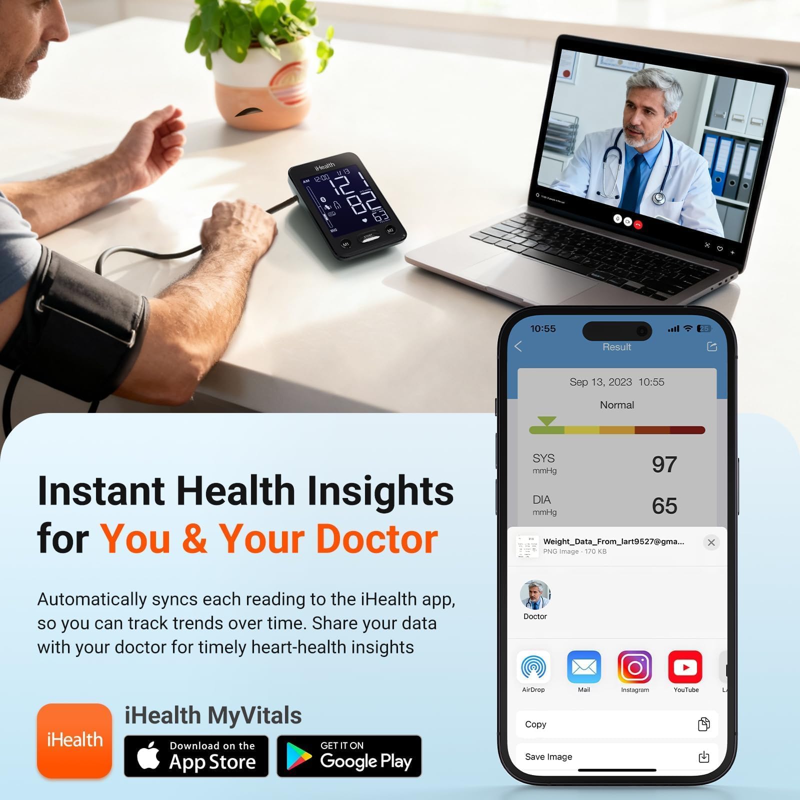 iHealth Accu mostrando lectura sincronizada con la app iHealth MyVitals