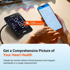 iHealth Accu pantalla con indicadores verde amarillo rojo para interpretación fácil