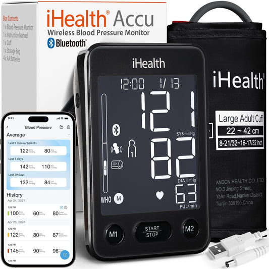 iHealth Accu vista frontal con pantalla grande para lectura rápida
