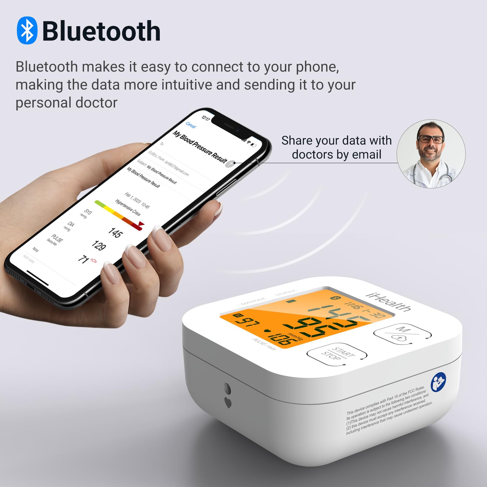 iHealth app en smartphone mostrando historial y gráficos para seguimiento