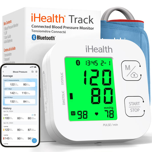 iHealth monitor frontal con gran pantalla que facilita lectura rápida
